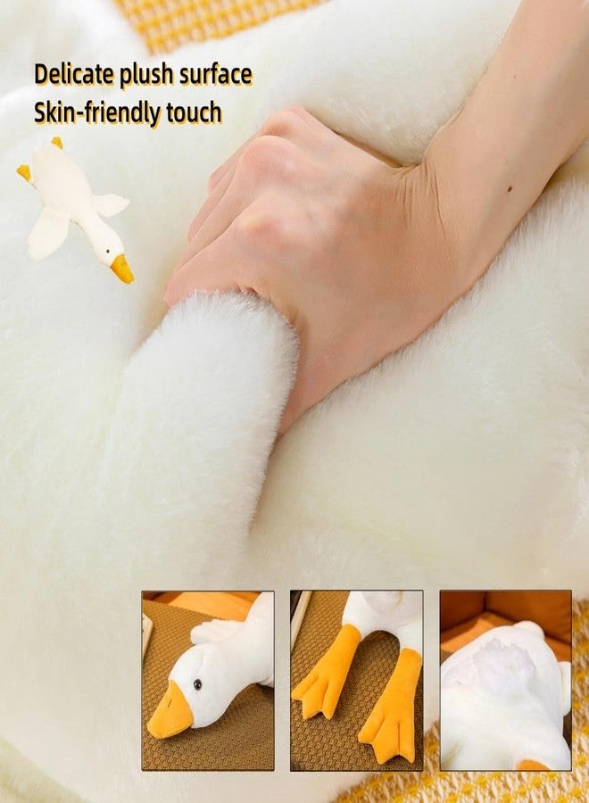 BXEBUI Giant White Goose Plush 35 in, Very Huge Fat Goose Stuffed Animal Pillow, Soft Furry Swan Hugging Pillow Gifts for Everyone (35 in) - Image 3
